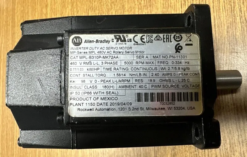 Серводвигатель ALLEN-BRADLEY MPL-B310P-MK72AA 480V AC ROTARY SERVO MOTOR GUARANT