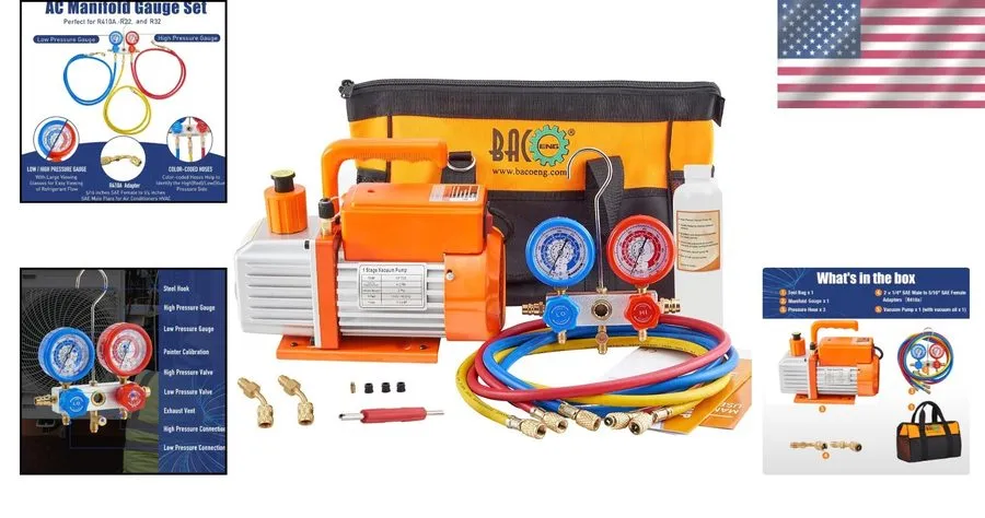 Насос HVAC Vacuum Pump Kit 4 CFM, R32/R410a/R22, Sparkless Motor — фото лота 1