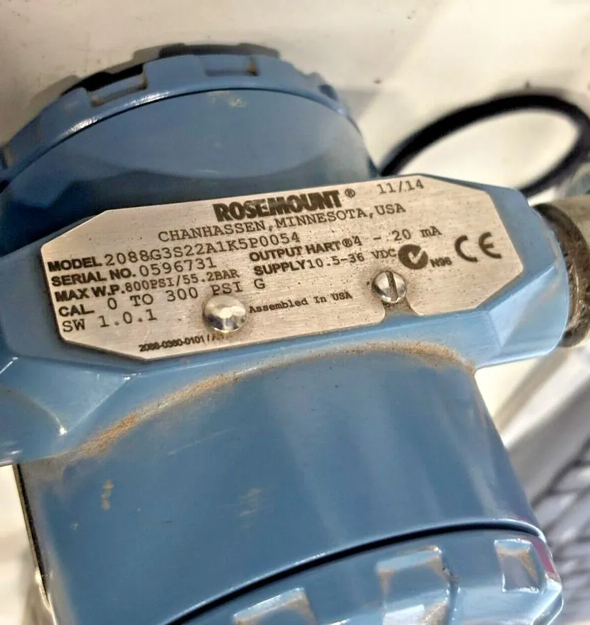 Датчик давления Rosemount 2088G3S22A1K5P0054 Smart Pressure Transmitter 800 PSI  — фото лота 1