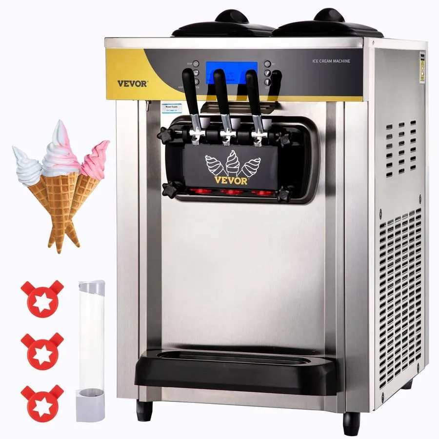 Дисплей Commercial Soft Serve Ice Cream Machine 22-30L/H 3-Flavor 7in LCD 2x6L H