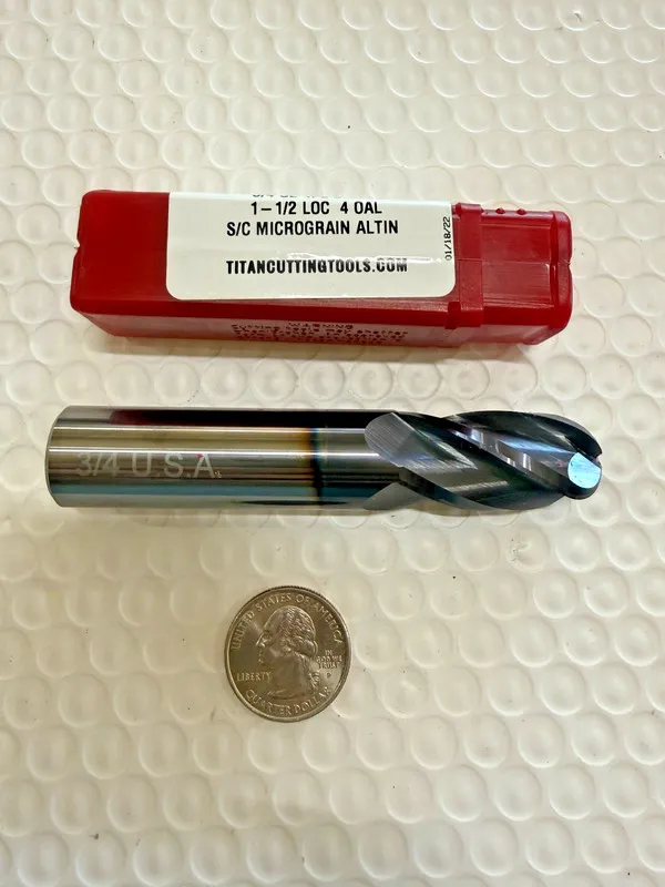 Режущий инструмент Titan USA Carbide Endmill 3/4 SE 4FL BN EM 1-1/2 LOC 4 OAL TC — фото лота 1
