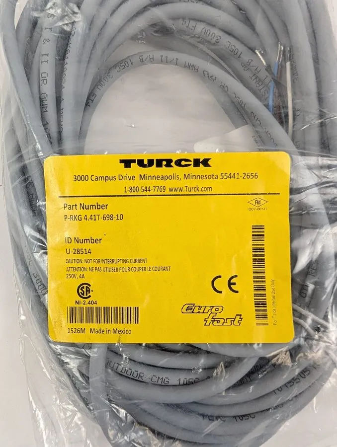 Соединительный кабель Turck P-RKG 4.41T-698-10 M12 Eurofast Cordset 4-Pin Female — фото лота 1