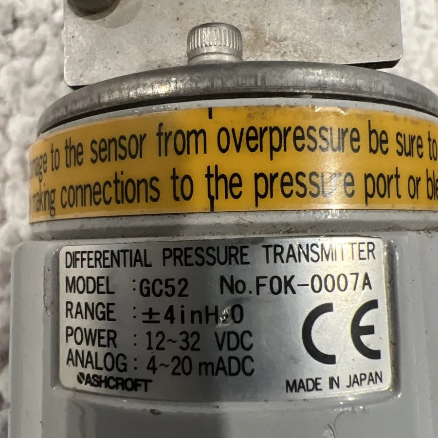 Датчик давления Ashcroft GC52 Differential Pressure Transmitter -4 4”wc No. FOK- — фото лота 1