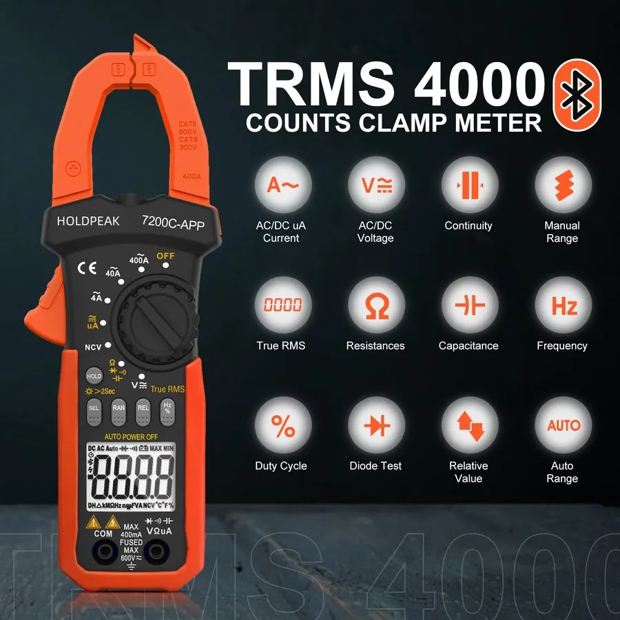 Тестер Digital Clamp Meter TRMS Auto Range AC DC Volt Ohm NCV Amperemeter 400uA~ — фото лота 1