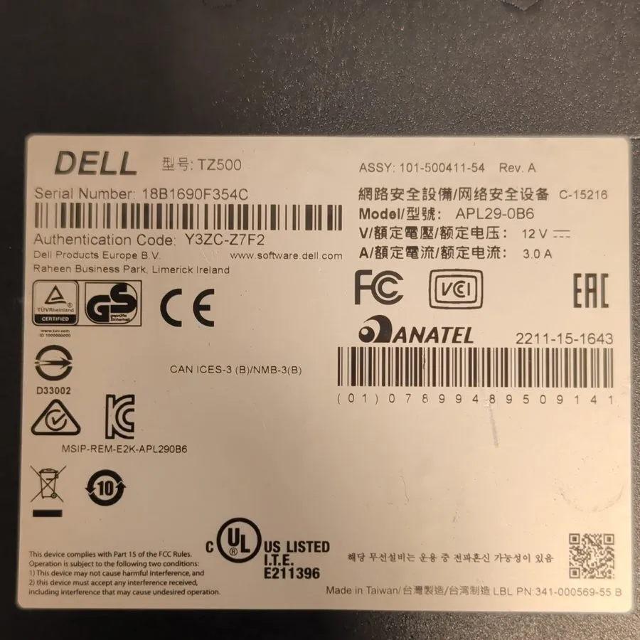 Межсетевой экран Dell SonicWall TZ500 APL29-0B6 RJ-45 Firewall Device Incl PoE I — фото лота 1