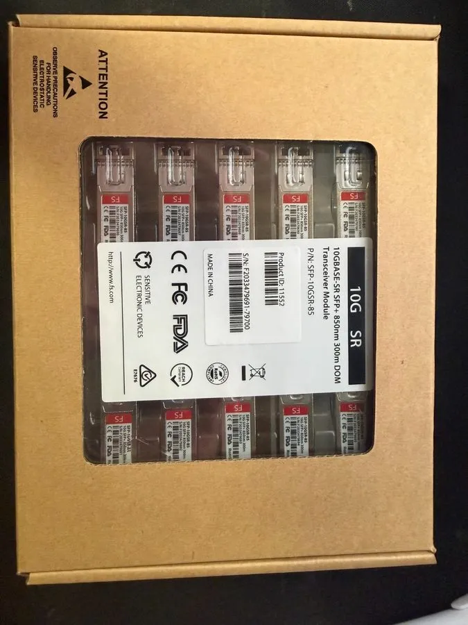 Трансивер Fiberstore 10x 10GBASE-SR SFP+ 850nm 300m DOM Transceiver Modules SFP-