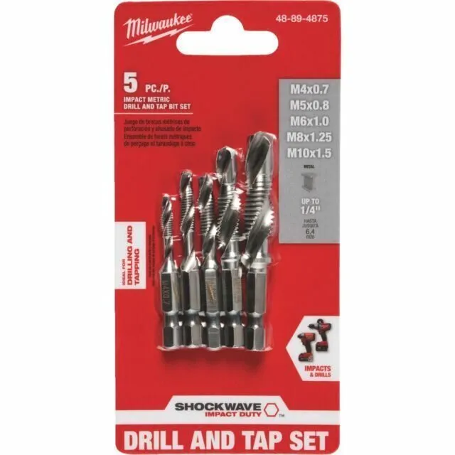 Режущий инструмент Milwaukee SHOCKWAVE Metric Impact Drill Tap Set 48-89-4875