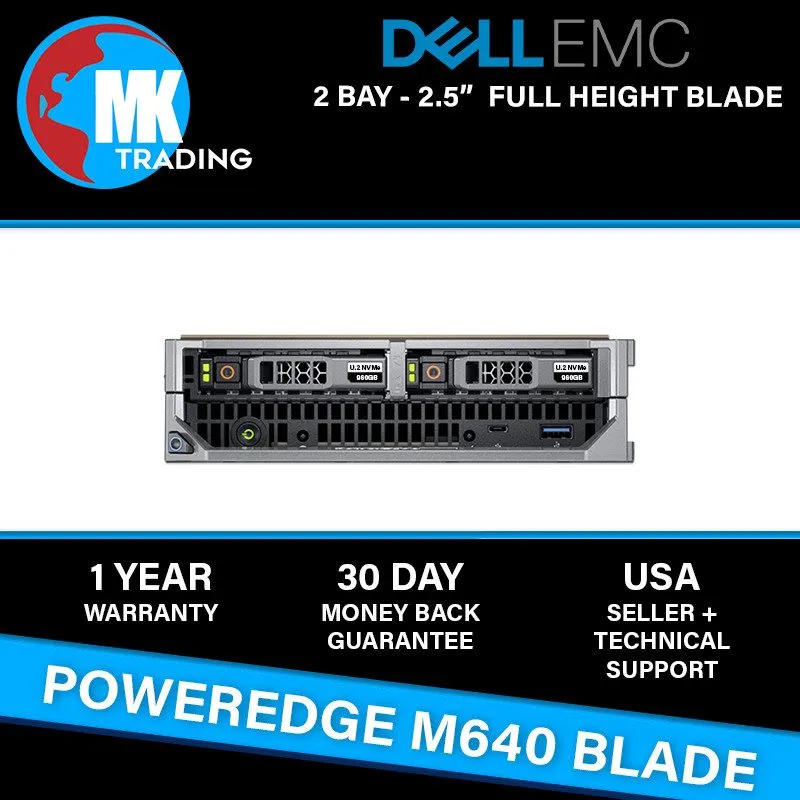 Сервер Dell PowerEdge M640 Blade Server 2x Gold 6132 14C 64GB 2x 600GB 10K SAS H