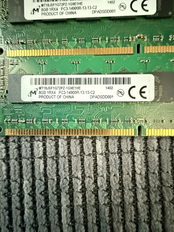Модуль памяти MICRON 8GB X3 MT18JSF1G72PZ-1G9E1HE 1RX4 PC3-14900R DDR3-1866 RAM — фото лота 1