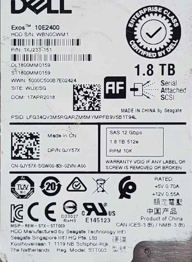 Жёсткий диск JY57X DELL 1.8TB 10K SAS 2.5" 12Gb/s HDD 14G KIT — фото лота 2