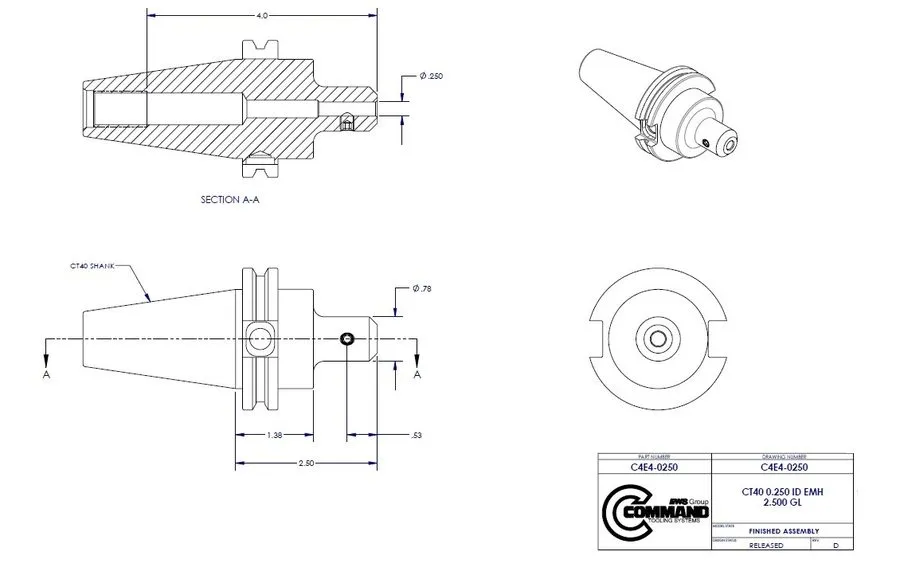 Режущий инструмент Command CAT40 5/8" .625" End Mill Tool Holder C4E4-0625 4" Ga — фото лота 2