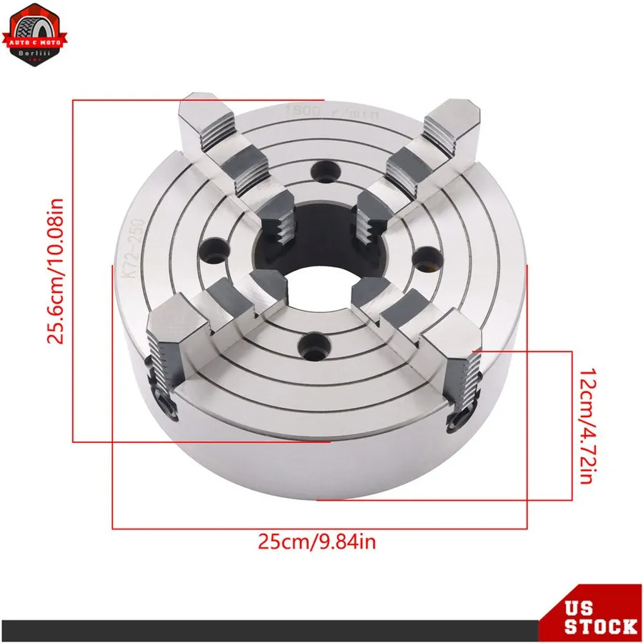 Режущий инструмент LABLT 10" K72-250 4-Jaw Lathe Chuck 0.6-9.84in Clamping Range