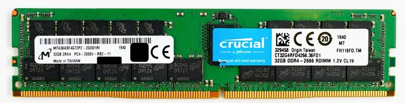Модуль памяти Micron 32GB DDR4 2666 MHz ECC REG RDIMM Server RAM 2Rx4 MTA36ASF4G
