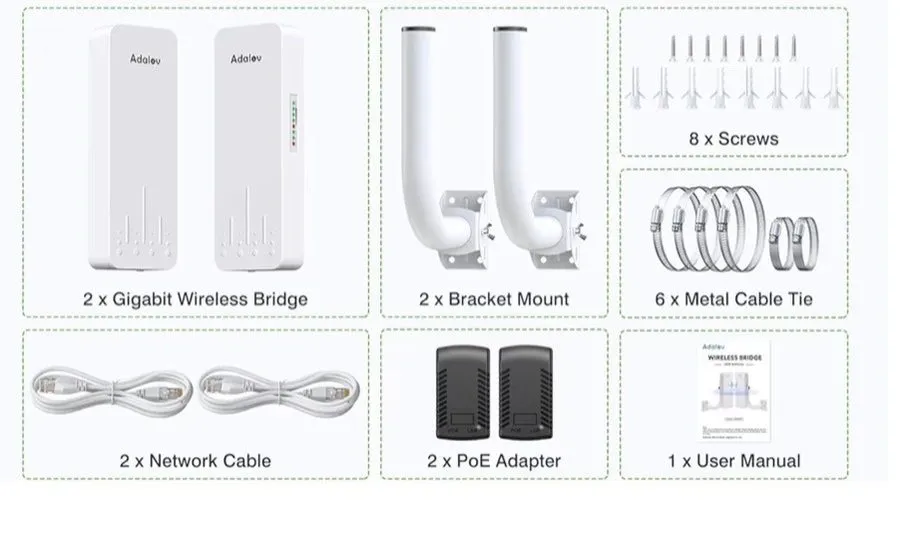 Точка доступа Wi-Fi AdaLov CPE660 Wireless Bridge 5.8G Point to Point WiFi Bridg