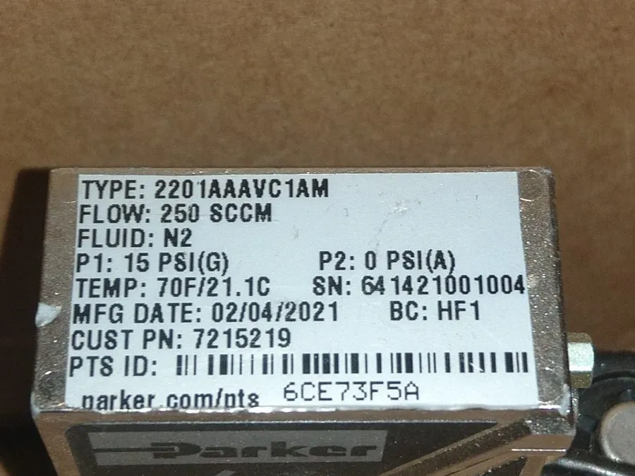 Контроллер Parker 2201AAAVC1AM Mass Flow Controller, 250 SCCM, 0-5VDC, 1/8 NPT,  — фото лота 2