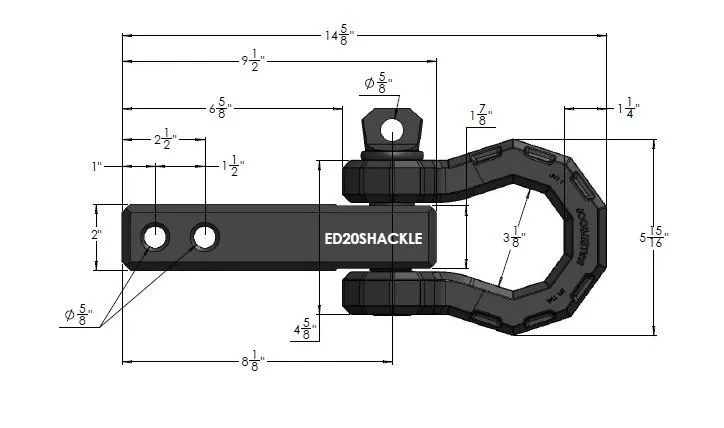 Такелажная скоба BulletProof ED20SHACKLE 2.0" Extreme Duty Receiver Shackle — фото лота 1