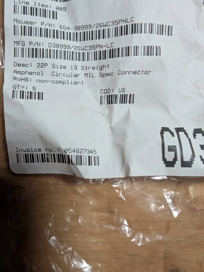 Разъём D38999/26WC35PNLC Amphenol Connector