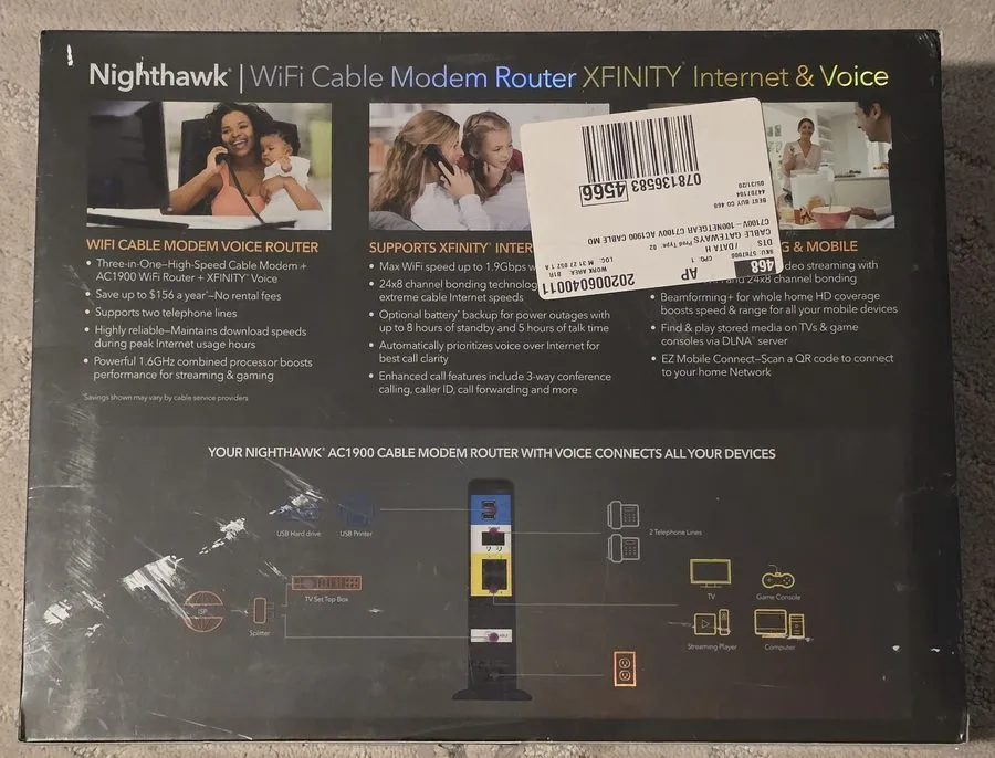Маршрутизатор Netgear Nighthawk C7000 Modem Router Combo AC1900 WiFi DOCSIS 3.0 