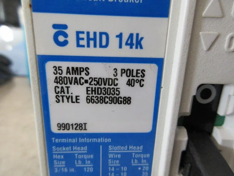Автоматический выключатель Cutler-Hammer Circuit Breaker EHD3035 35A 480V 3P 14K