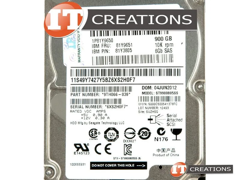 Жёсткий диск IBM 900GB 81Y3805 81Y9651 10K 81Y9650 6Gbps SAS 2.5" SFF HS HDD Har