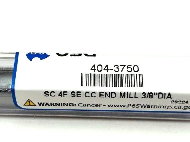 Режущий инструмент OSG 3/8 Carbide Endmill 404-3750 SC 4 FL SE CC Endmill 1” LOC