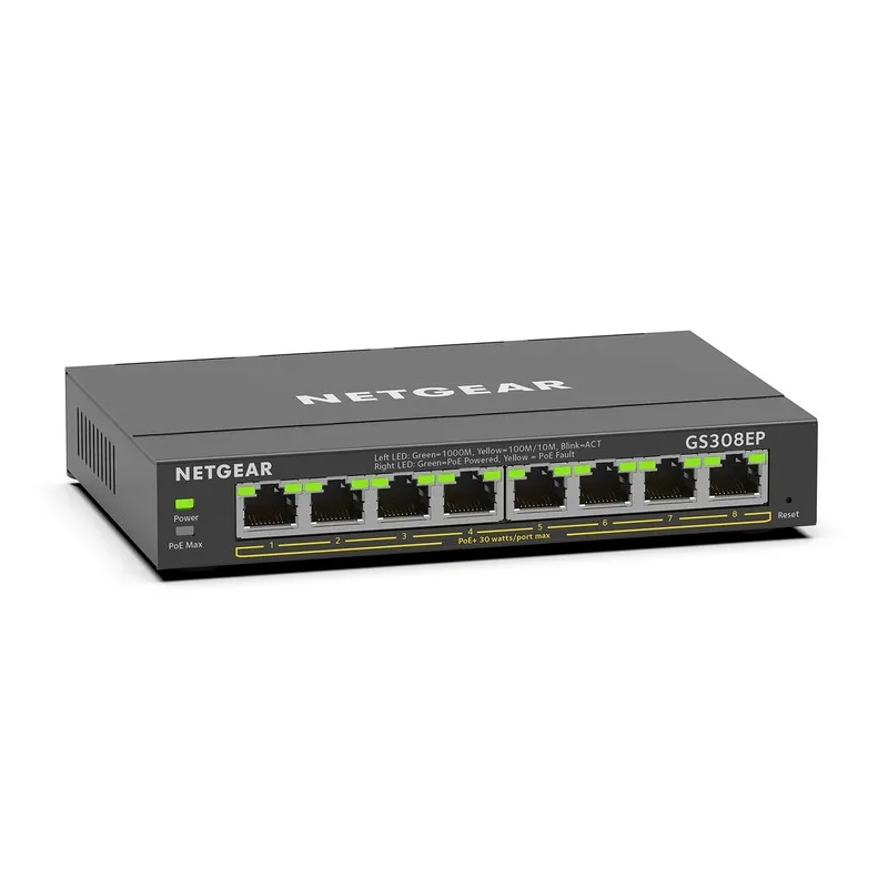 Коммутатор NETGEAR GS308EP 8-Port Gigabit PoE+ Smart Managed Ethernet Switch 62W