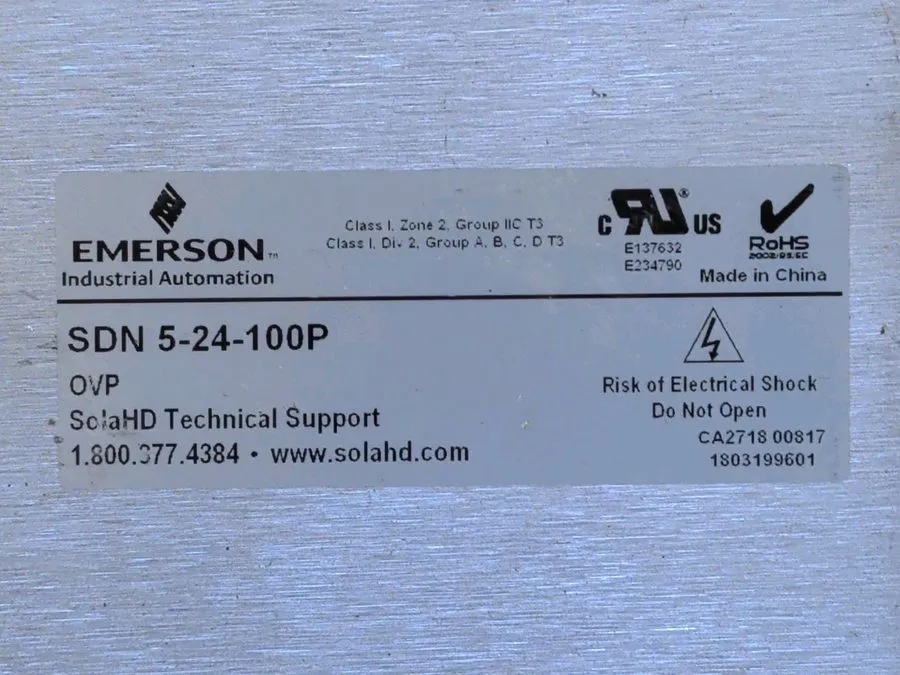 Блок питания Emerson SolaHD SDN 5-24-100P Power Supply 24VDC 5A 120W DIN Rail Mo