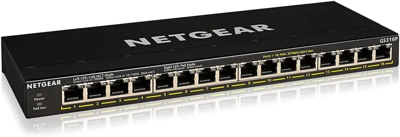 Коммутатор Netgear Switch GS316P 16-Port Gigabit PoE+ Unmanaged 115W FlexPoE