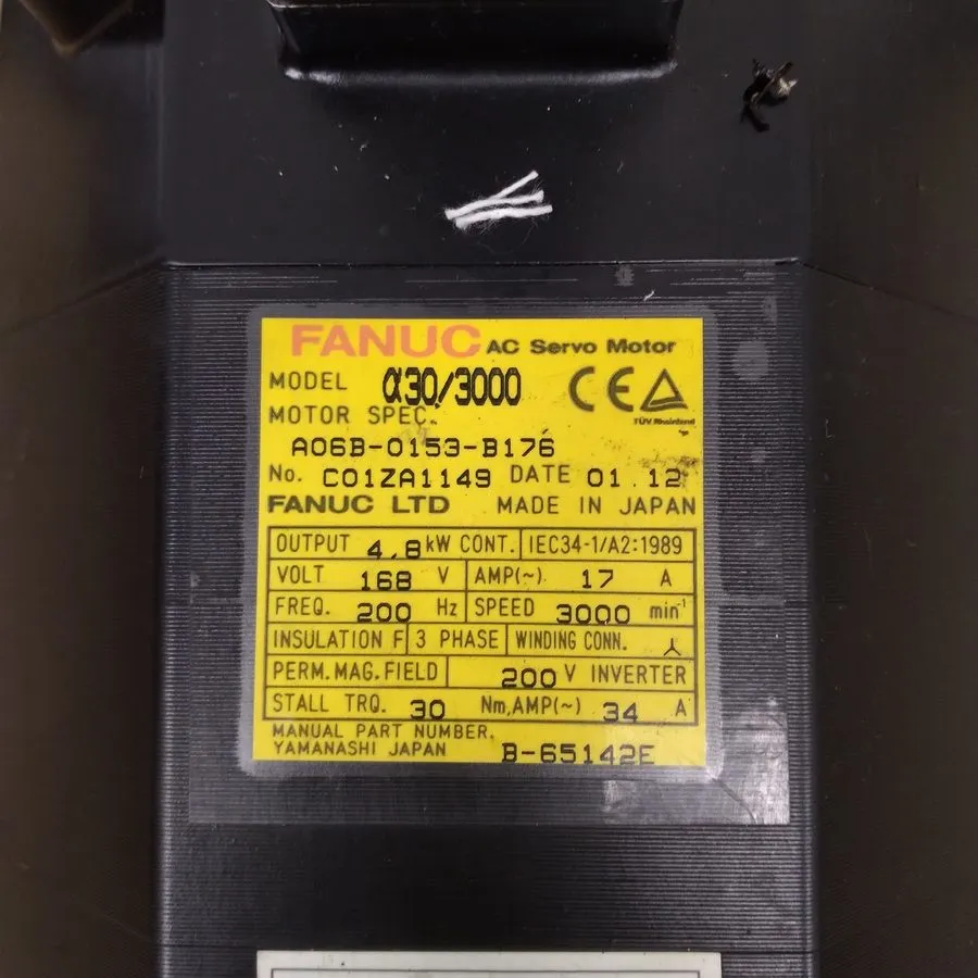 Серводвигатель Fanuc A06B-0153-B075#7008 AC Servo Motor A30/3000 4.8kW 168V 3000
