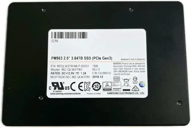 SSD-накопитель Samsung PM963 Series 3.84TB PCIe NVMe U.2 2.5" SSD MZ-QLW3T80