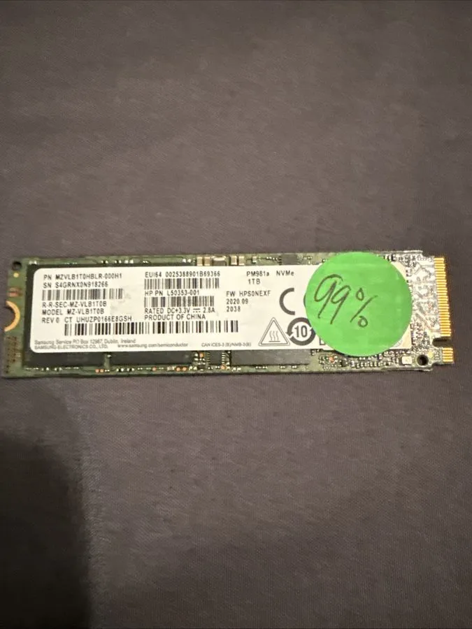 SSD-накопитель 1TB SAMSUNG PM981a MZ-VLB1T0C NVME 2280 PCIE 3 SSD 98% HEALTH