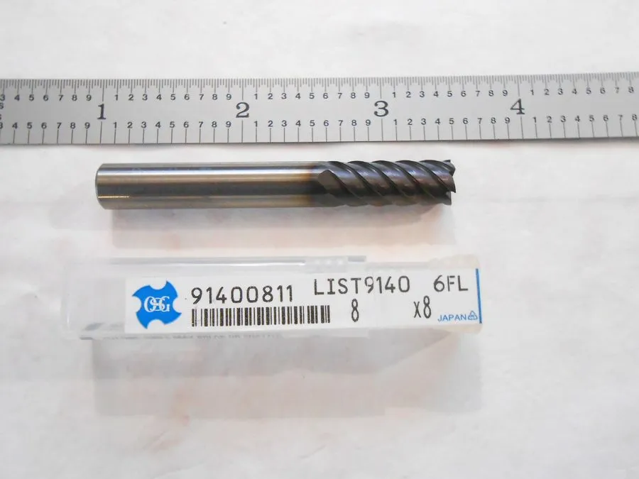 Режущий инструмент OSG HP 8MM DIA. X 19MM LOC X 60MM OAL 6FLUTE CC SOLID CARBIDE