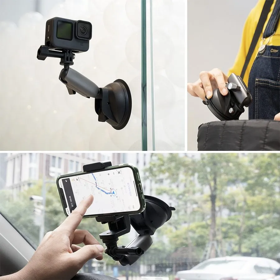 Вакуумная присоска TELESIN TE-SUC-010 Aluminum Alloy Suction Cup Mount With Doub