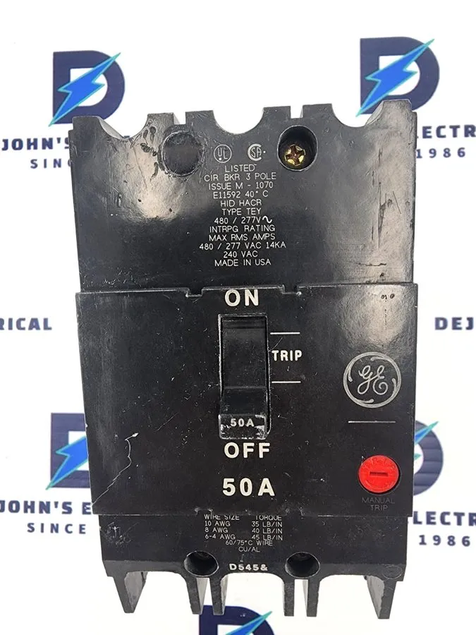 Автоматический выключатель GE TEY350 Circuit Breaker 3 Pole 50 Amp 480V Refurbis