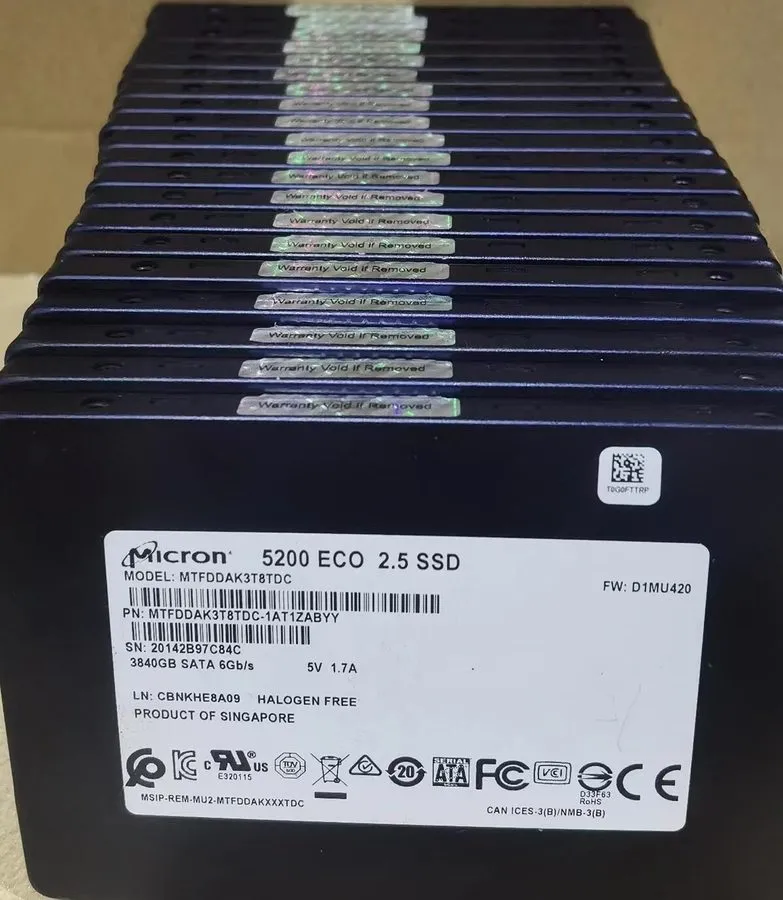 SSD-накопитель Micron 5200 3.84TB 2.5" SATA SSD ECO Solid State Drive MTFDDAK3T8