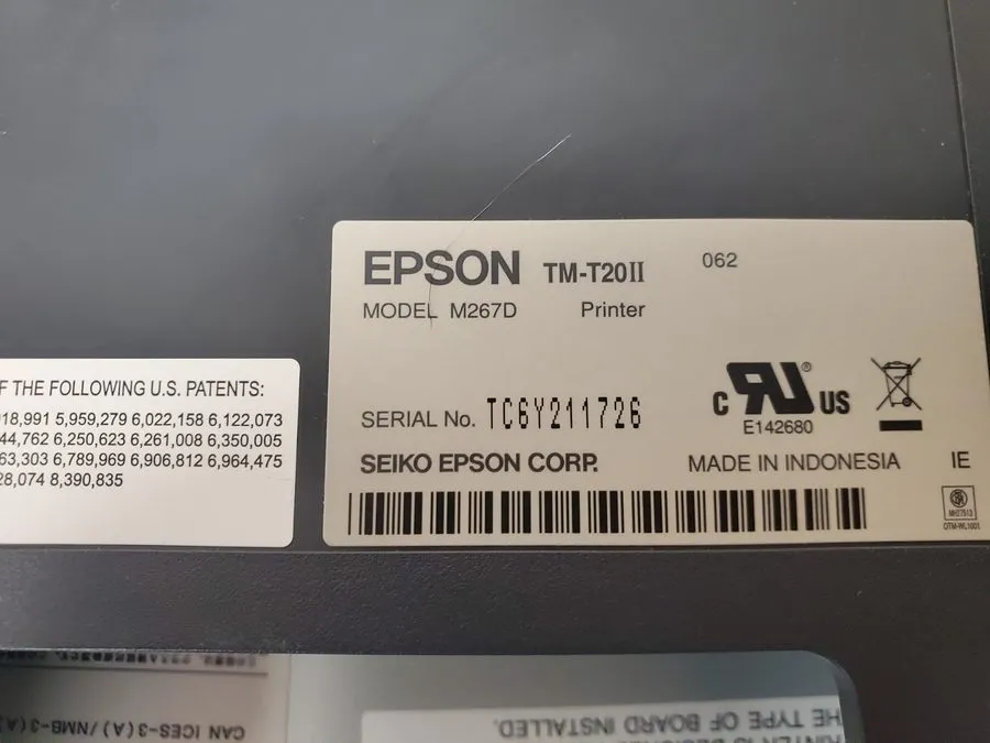 Принтер чеков Epson TM-T20II M267E Thermal Receipt Printer POS USB Ethernet RS23