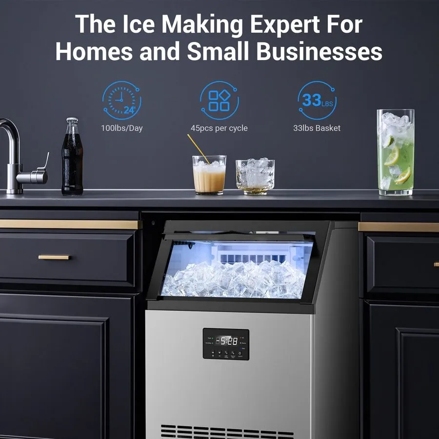 Льдогенератор 150LB/24h Built-In Commercial Ice Maker Stainless Ice Cube Machine