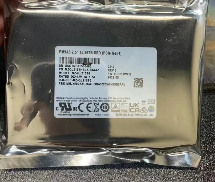 SSD-накопитель Samsung PM9A3 15.36TB Nvme 2.5inch U.2 SSD MZ-QL215T0 15TB 100% g