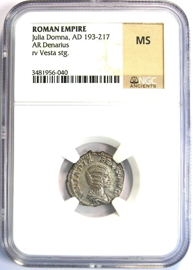 Лабораторный прибор Julia Domna AR Denarius Silver Coin 193-217 AD Certified NGC — фото лота 1