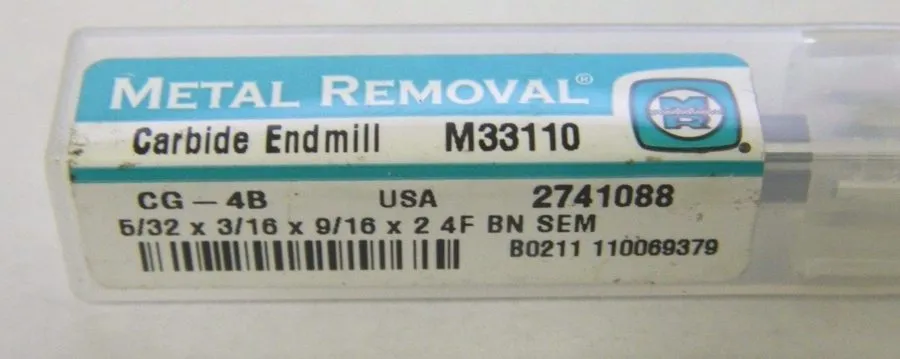 Режущий инструмент Metal Removal M33110 5/32" x 3/16" x 9/16" x 2" 4FL Carbide B — фото лота 1