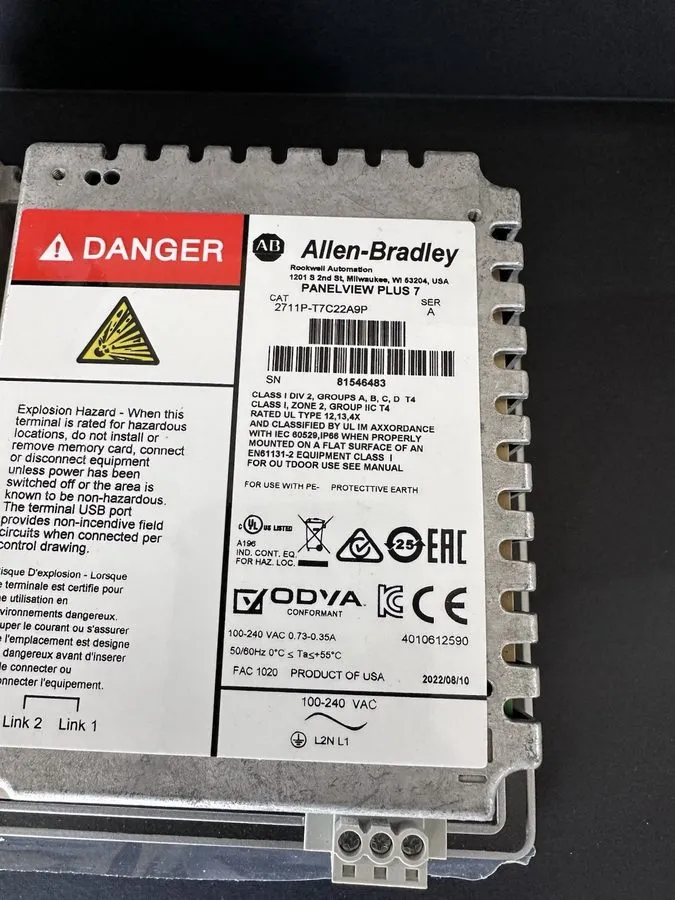 Панель оператора 2711P-T7C22A9P ALLEN BRADLEY HMI PanelView Plus 7 Graphic Termi — фото лота 2