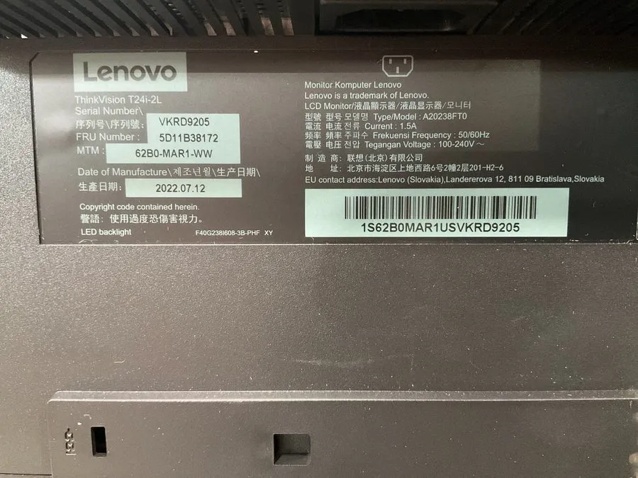 Монитор Lenovo ThinkVision T24i-2L 23.8" FHD IPS LED Monitor Raven Black — фото лота 3