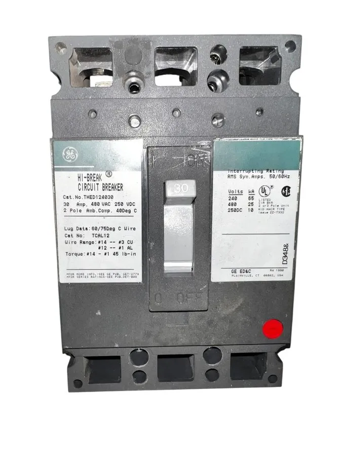 Автоматический выключатель General Electric THED124030 30 Amp 2 Pole 480V Circui — фото лота 1