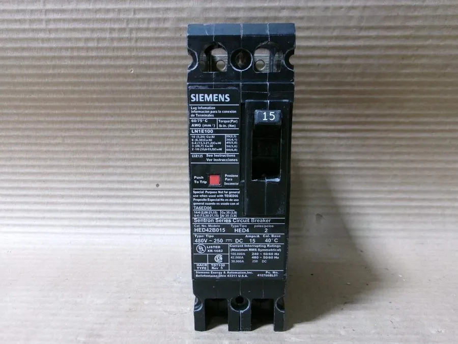 Автоматический выключатель Siemens HED42B015 Sentron Series Circuit Breaker 15A 