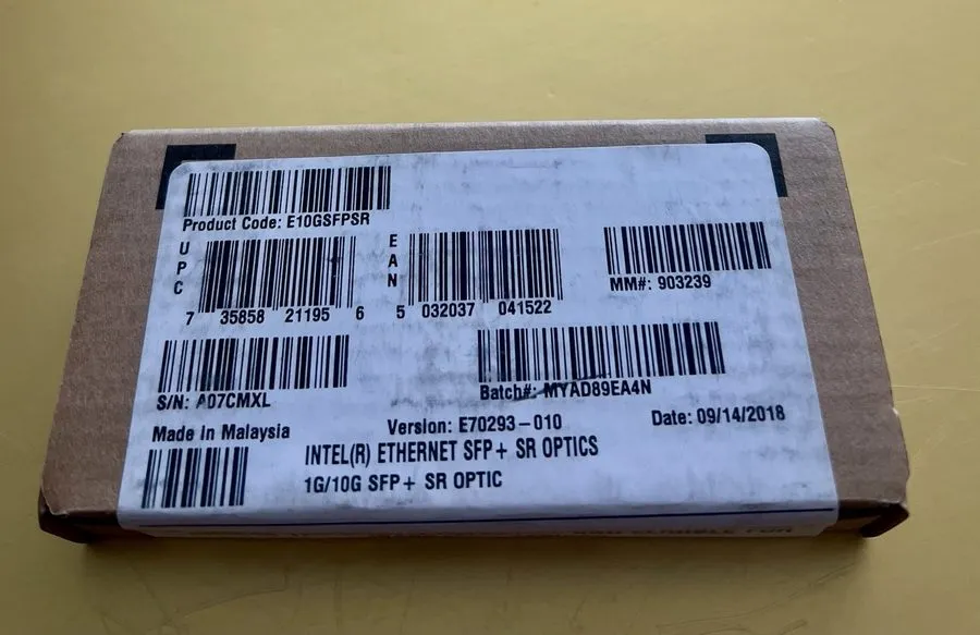 Трансивер E10GSFPSR Intel 10G Ethernet SFP+ SR Optic Transceiver