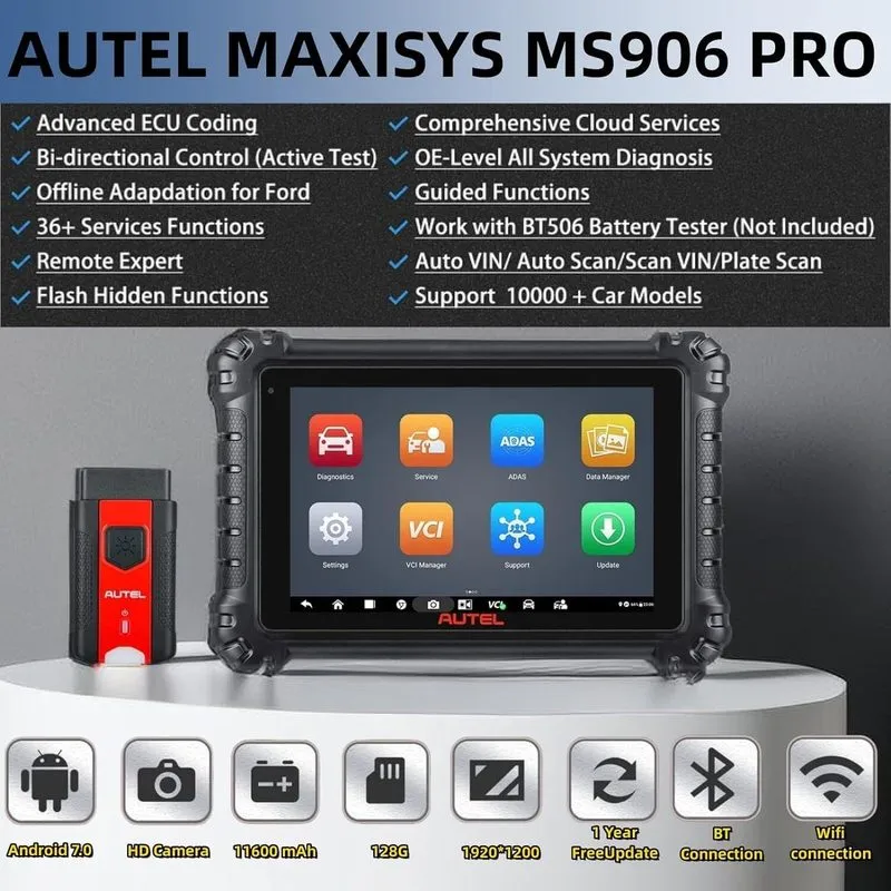 Диагностический сканер 2026 Autel MaxiCom MK906 Pro MS906PRO Coding Full System 