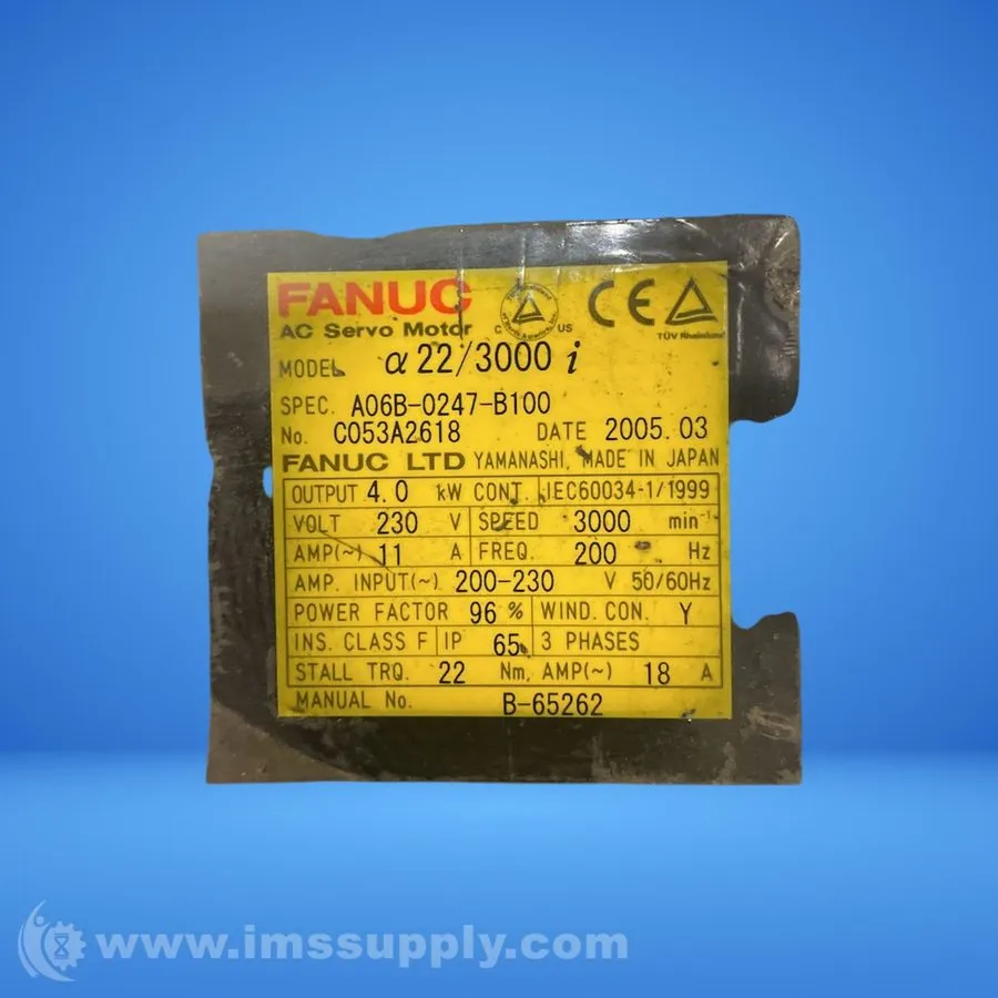 Серводвигатель FANUC A06B-0247-B100 4kW 3000RPM 230V 200Hz AC Servo Motor