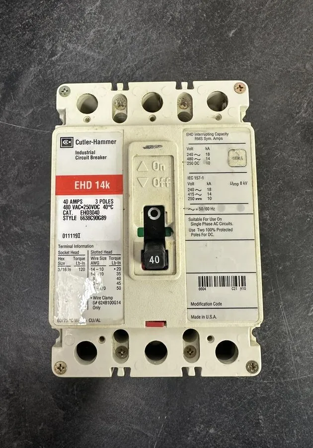 Автоматический выключатель EATON CUTLER HAMMER EHD3040L CIRCUIT BREAKER ED14K 40