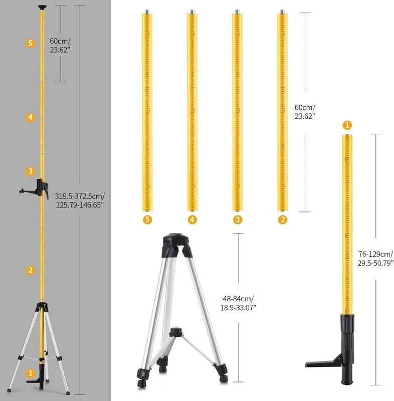 Нивелир 12 Ft./3.7M Professional Laser Level Pole with Tripod and 1/4-Inch by 20 — фото лота 1