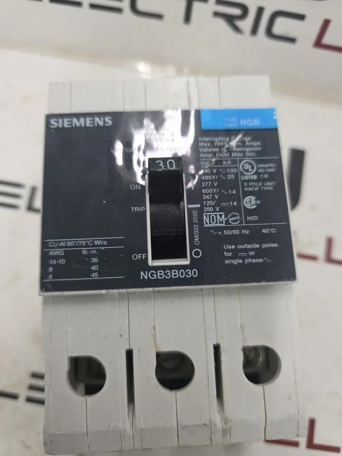 Автоматический выключатель Siemens NGB NGB3B030 3 Pole 30 Amp 480V Circuit Break